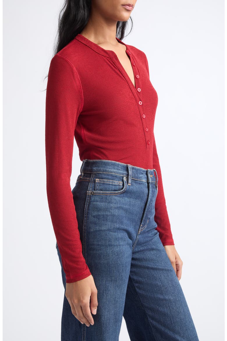 Drexler Ribbed Henley Top, Alternate, color, CARDINAL RED