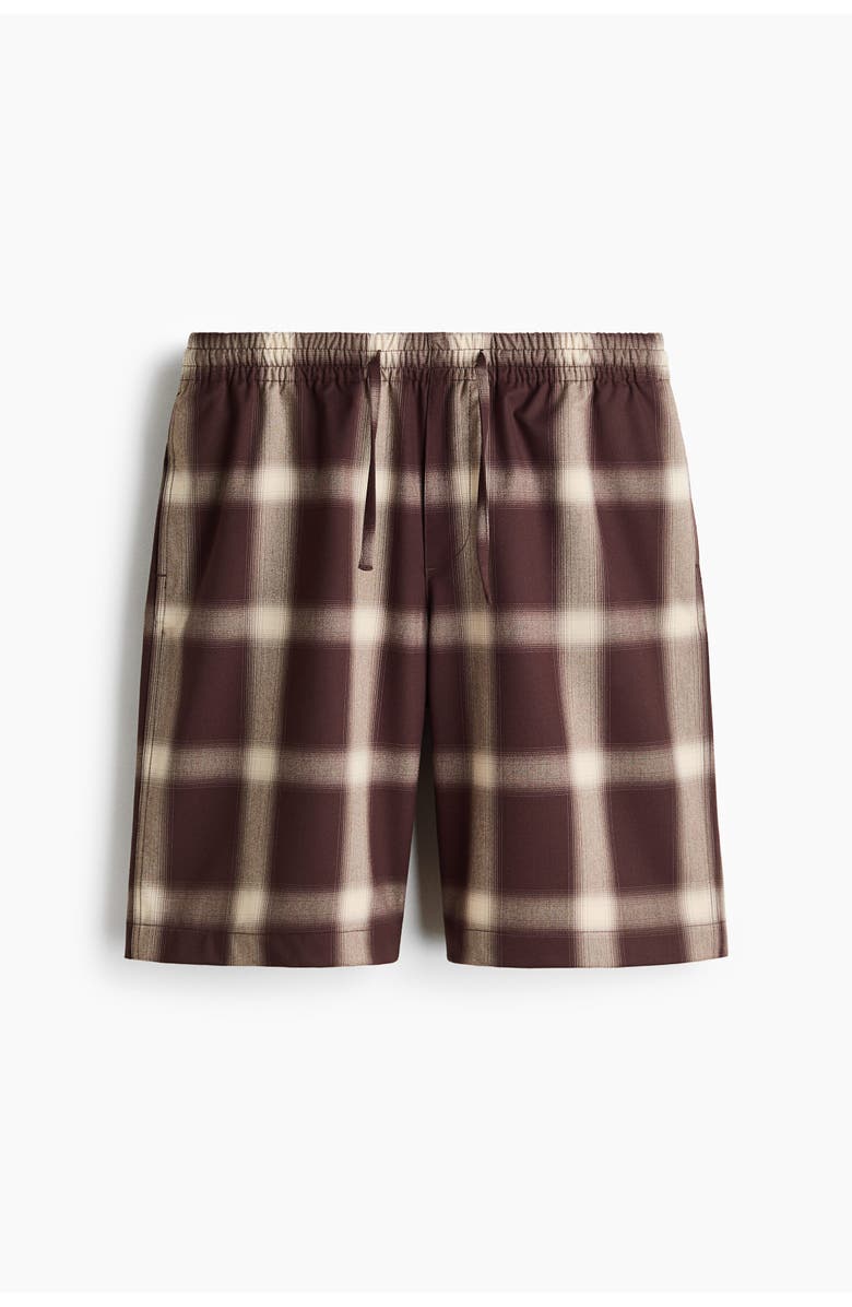 H&M Loose Fit Shorts, Alternate, color, Dark Brown/Plaid