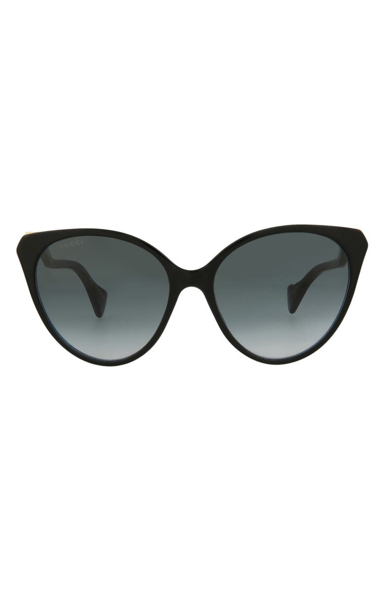 Gucci 57mm Best Cat Eye Sunglasses, Main, color, Black Black Grey