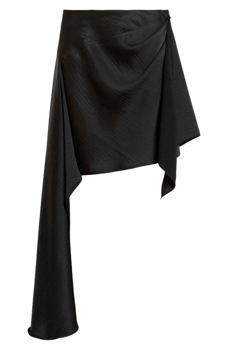 AllSaints Sami Pleated Draped Asymmetric Skirt, Alternate, color, Black