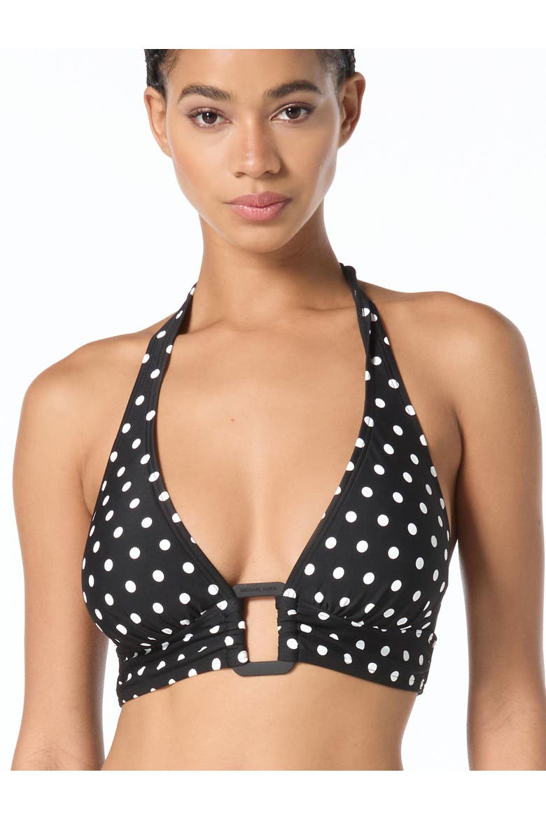 Classic Dot Halter Bra Swim, Alternate, color, Black