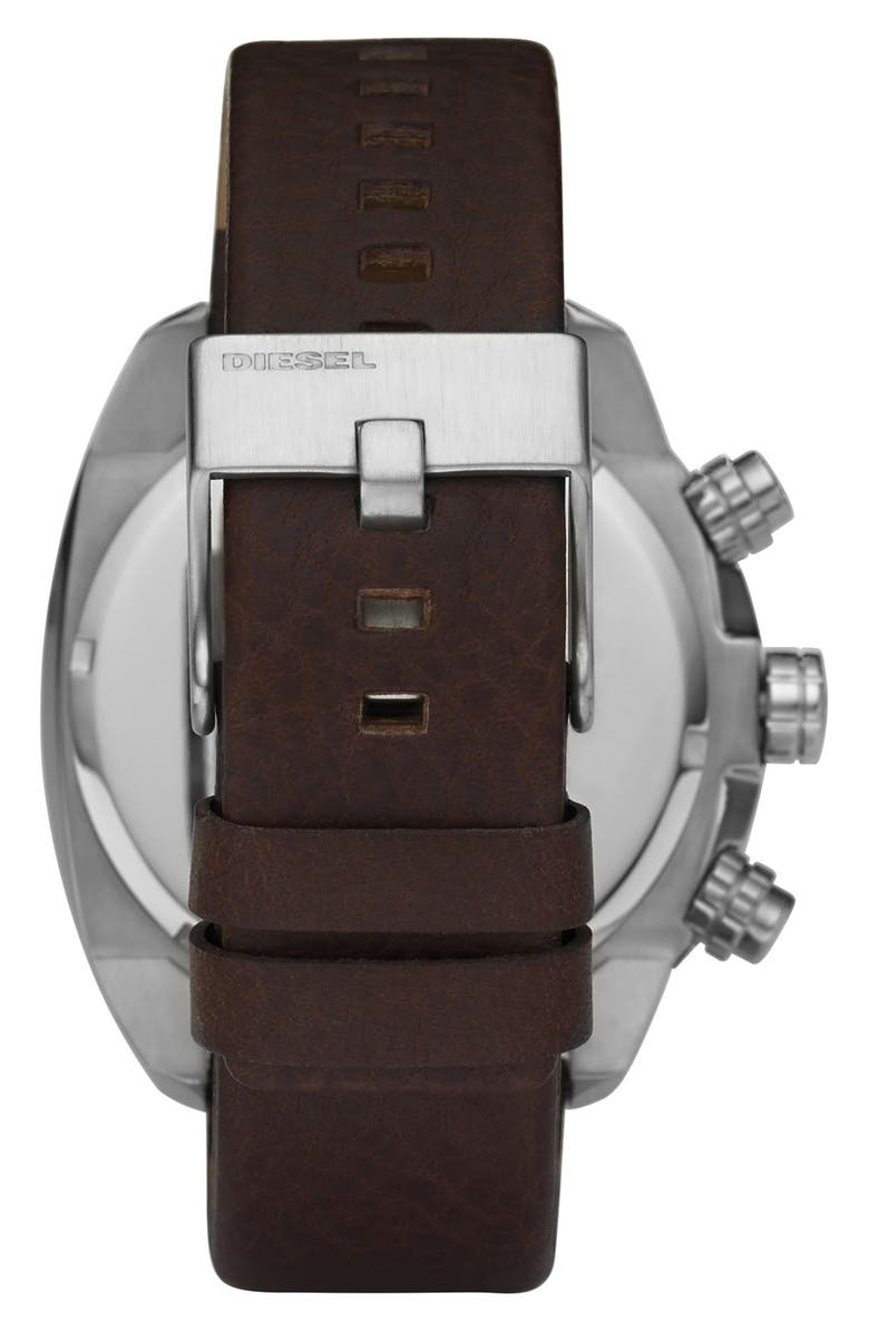 DIESEL<sup>®</sup> DIESEL Men's Overflow Quartz Stainless Steel and Leather Chronograph Watch, 49mm, Alternate, color,