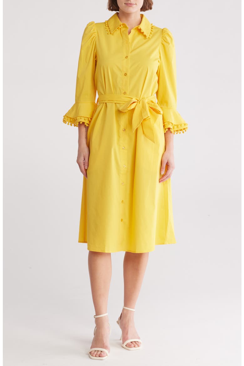 Lucia Stretch Cotton Poplin Shirtdress, Main, color, SOLAR POWER