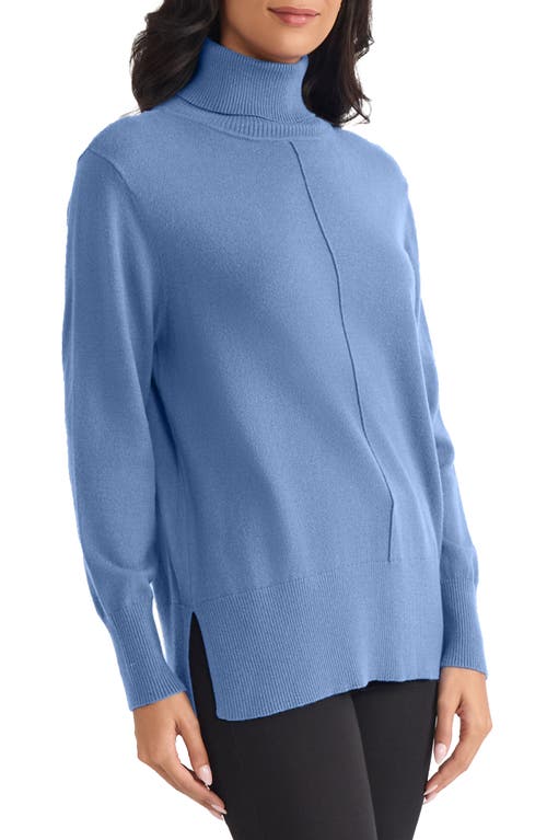 Jones New York Turtleneck Seam Front Bouclé Sweater In Blue