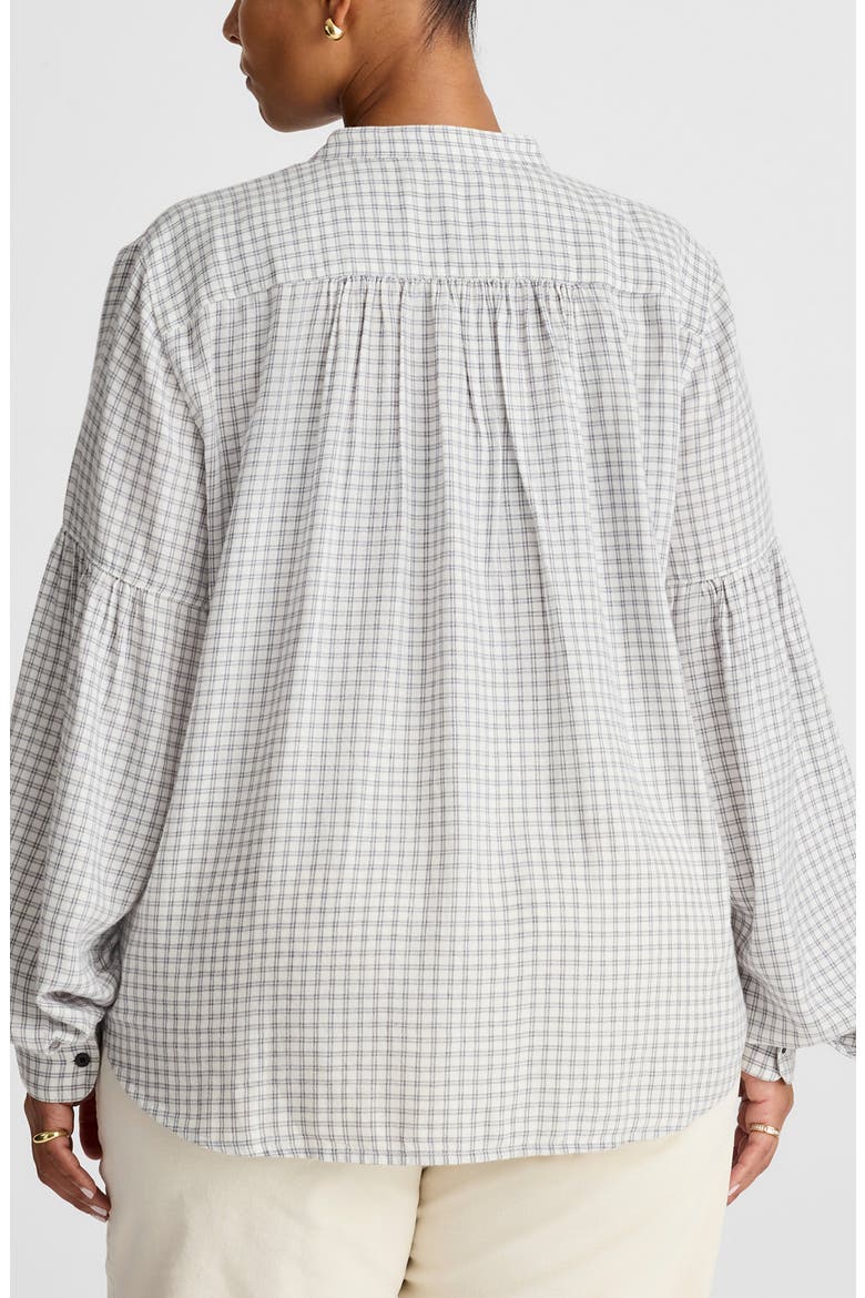 Band Collar Flannel Button-Up Shirt, Alternate, color, WINTER WHITE