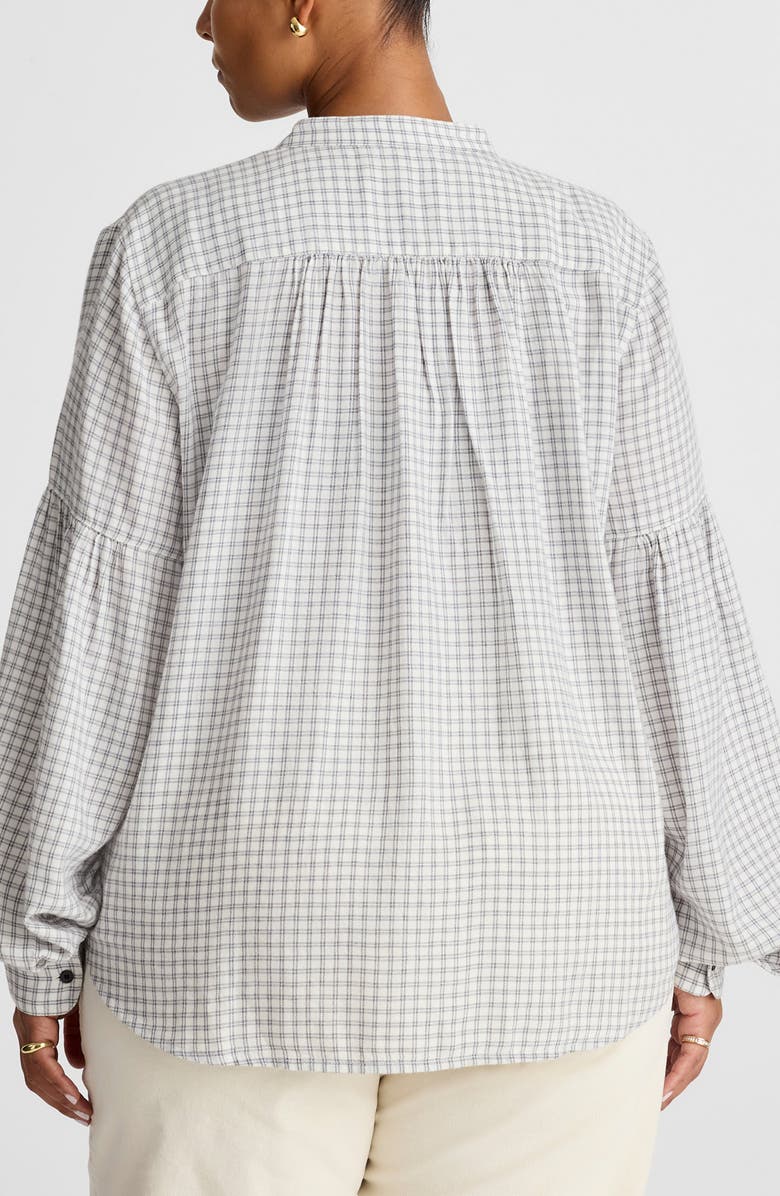 Madewell Band Collar Flannel Button-Up Shirt, Alternate, color, Winter White