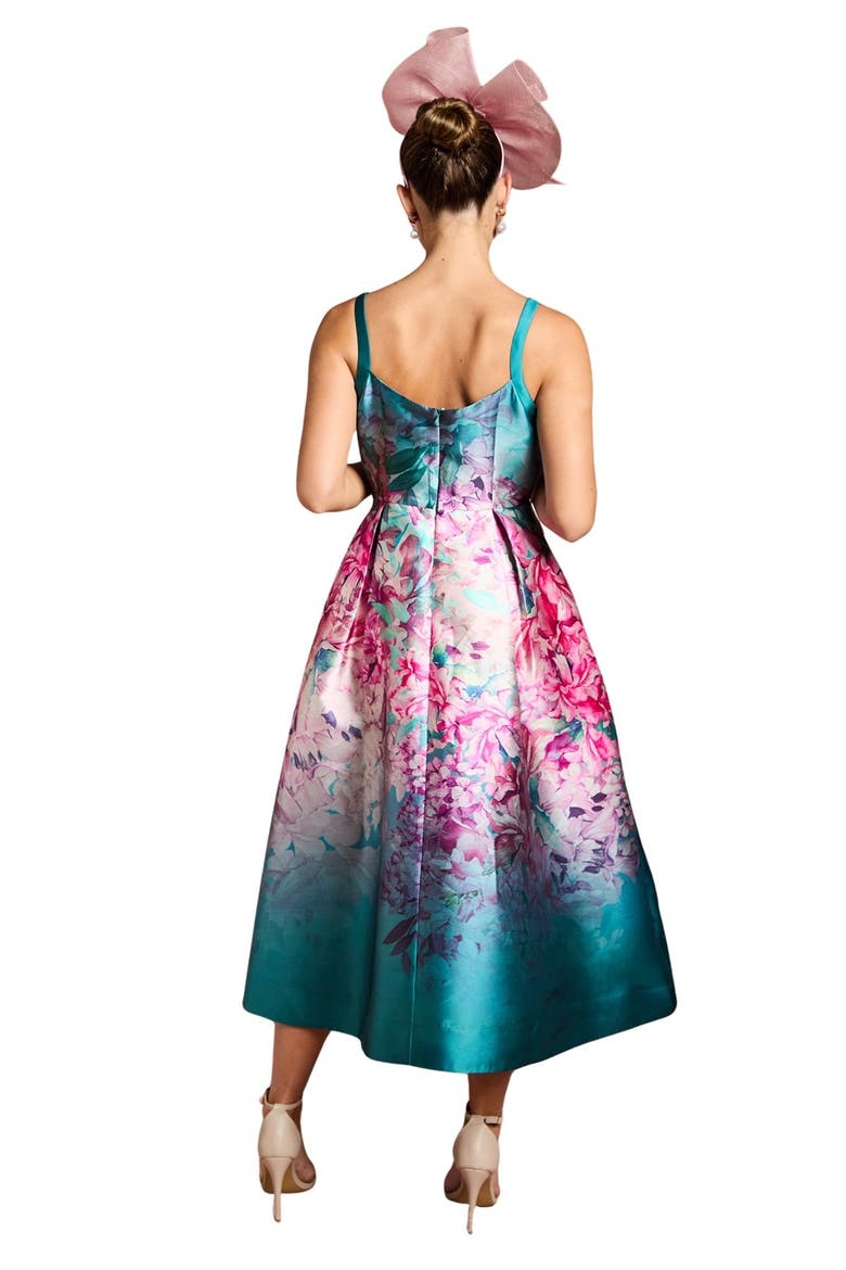 Strappy Bow Detail Twill Midi Dress, Alternate, color, Teal