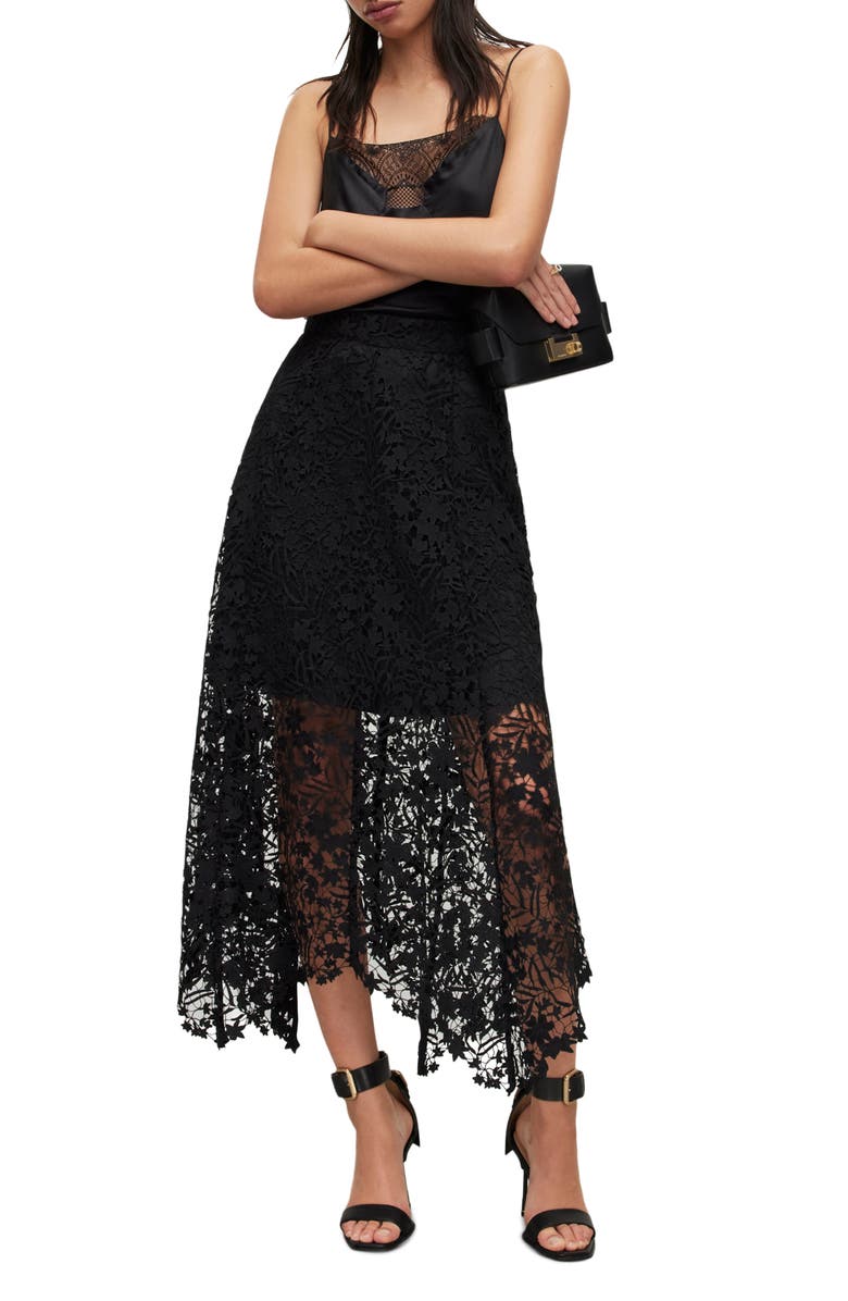 AllSaints Camila Lace Skirt, Alternate, color,