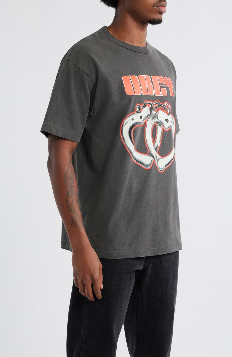 Obey Cuffs Graphic T-Shirt, Alternate, color, Pigment Dusty Black