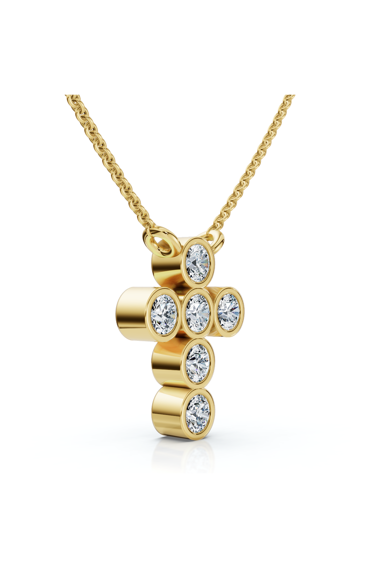 1/5Ct Diamond Cross Small Pendant Lab Grown 18" Necklace EF/VS, Main, color, Yellow Gold