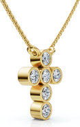 Bliss Diamond 1/5Ct Diamond Cross Small Pendant Lab Grown 18" Necklace EF/VS