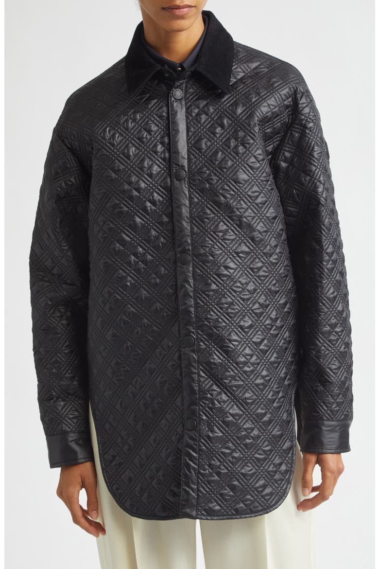 Quilted Shirt Jacket, Main, color, BLACK