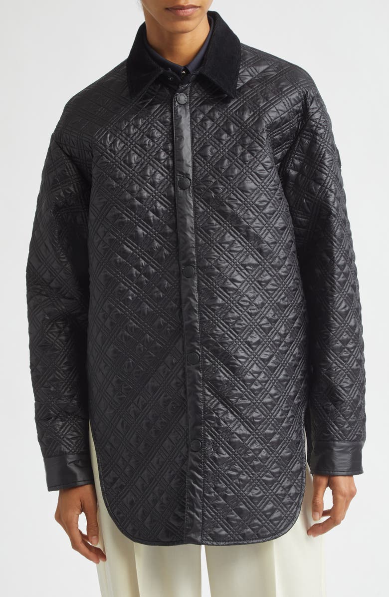 Moncler Quilted Shirt Jacket, Main, color, Black