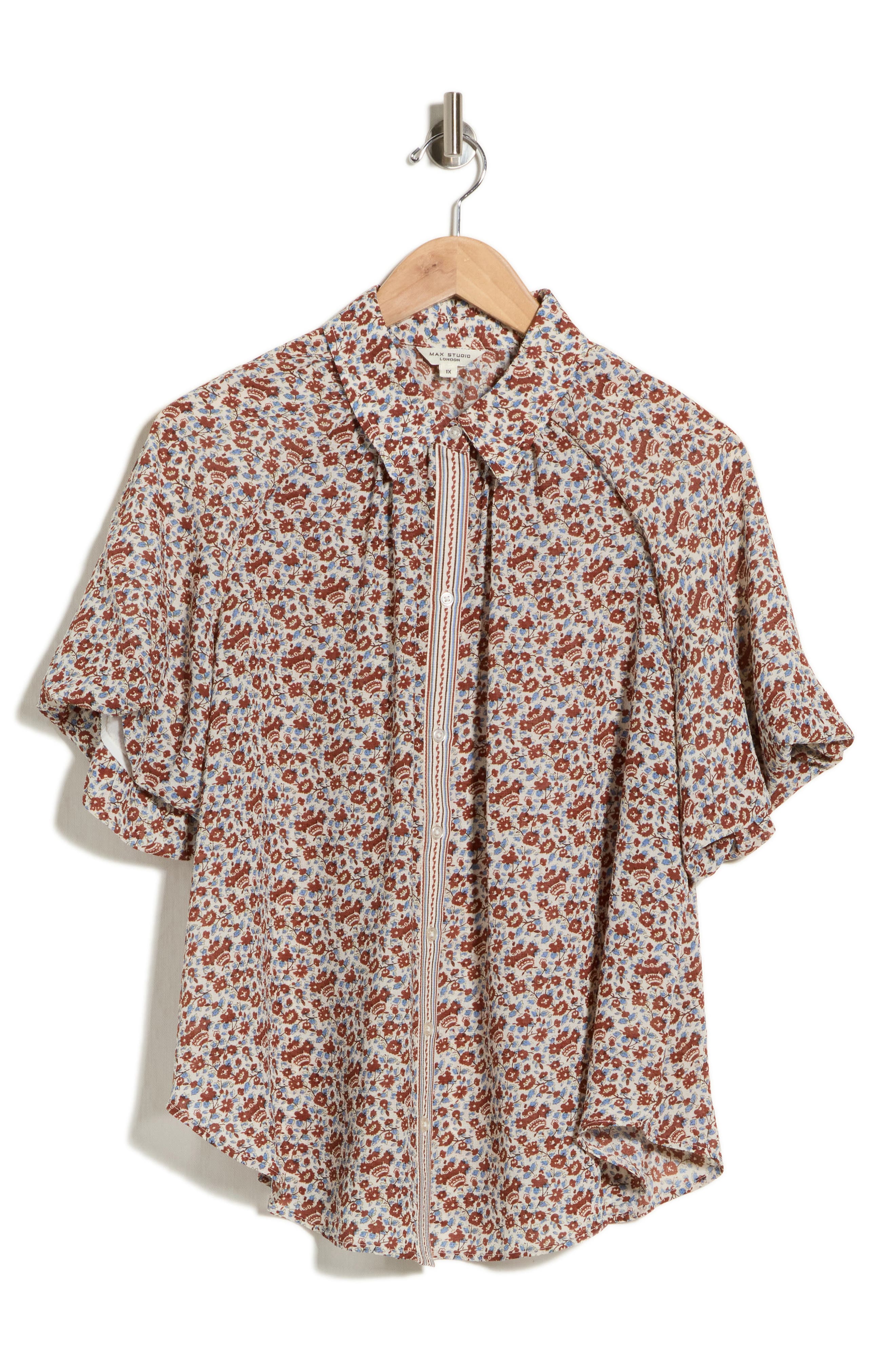 Floral Bubble Sleeve Shirt