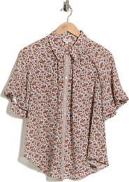 MAX STUDIO Floral Bubble Sleeve Shirt