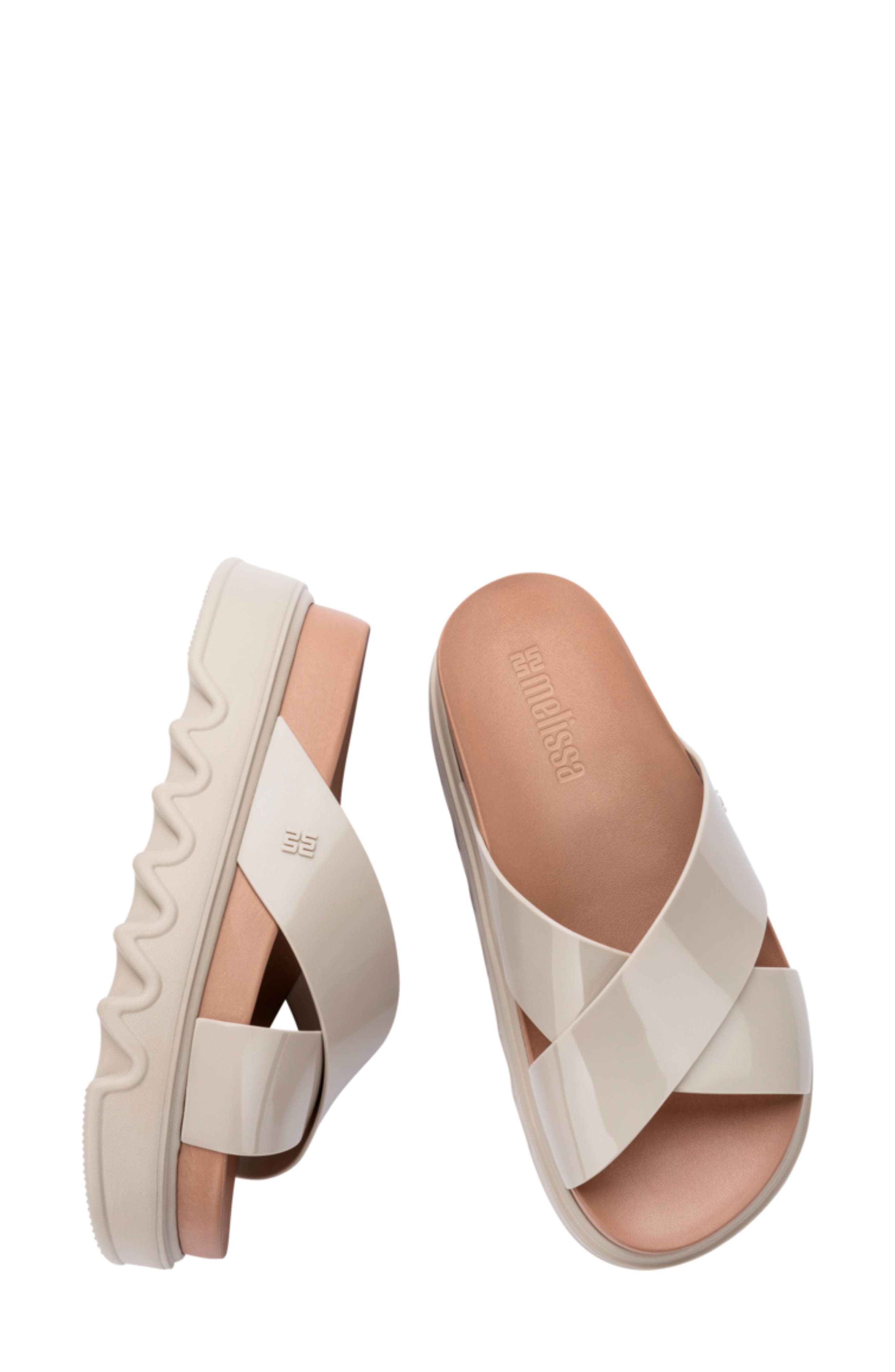 Cozy Cross Platform Slide Sandal, Alternate, color, BEIGE/ BROWN