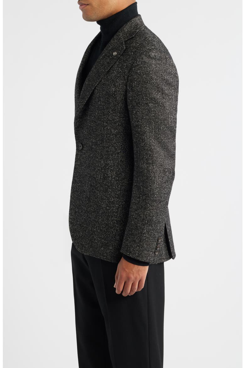 Myles Unconstructed Wool & Alpaca Blend Herringbone Sport Coat, Alternate, color, CHARCOAL