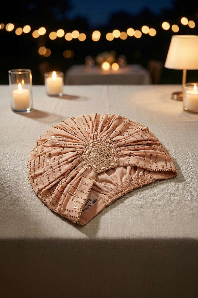 Sahara Glow Crystal Headwrap, Alternate, color, Beige