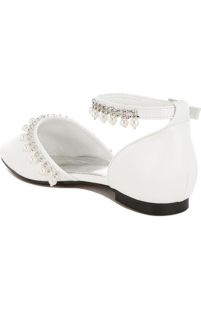 Rag & Co Aouva Rhinestone & Faux Pearl Almond Toe Flat, Alternate, color, White