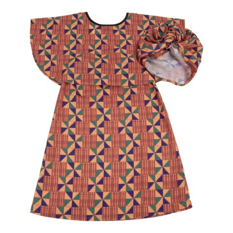 Festive Kente-Inspired Boubou Girl Garment