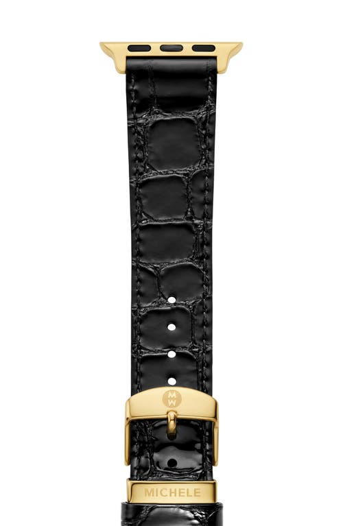 Michele Croc Embossed Leather 20mm Apple Watch® Watchband