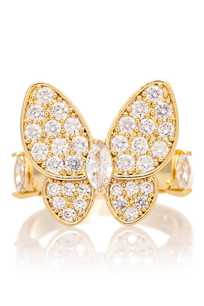 Butterfly Pavé CZ Ring, Main, color, 18K GOLD CLAD