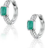 Sheryl Lowe 3 Row Huggie With Emerald Bezel Stones