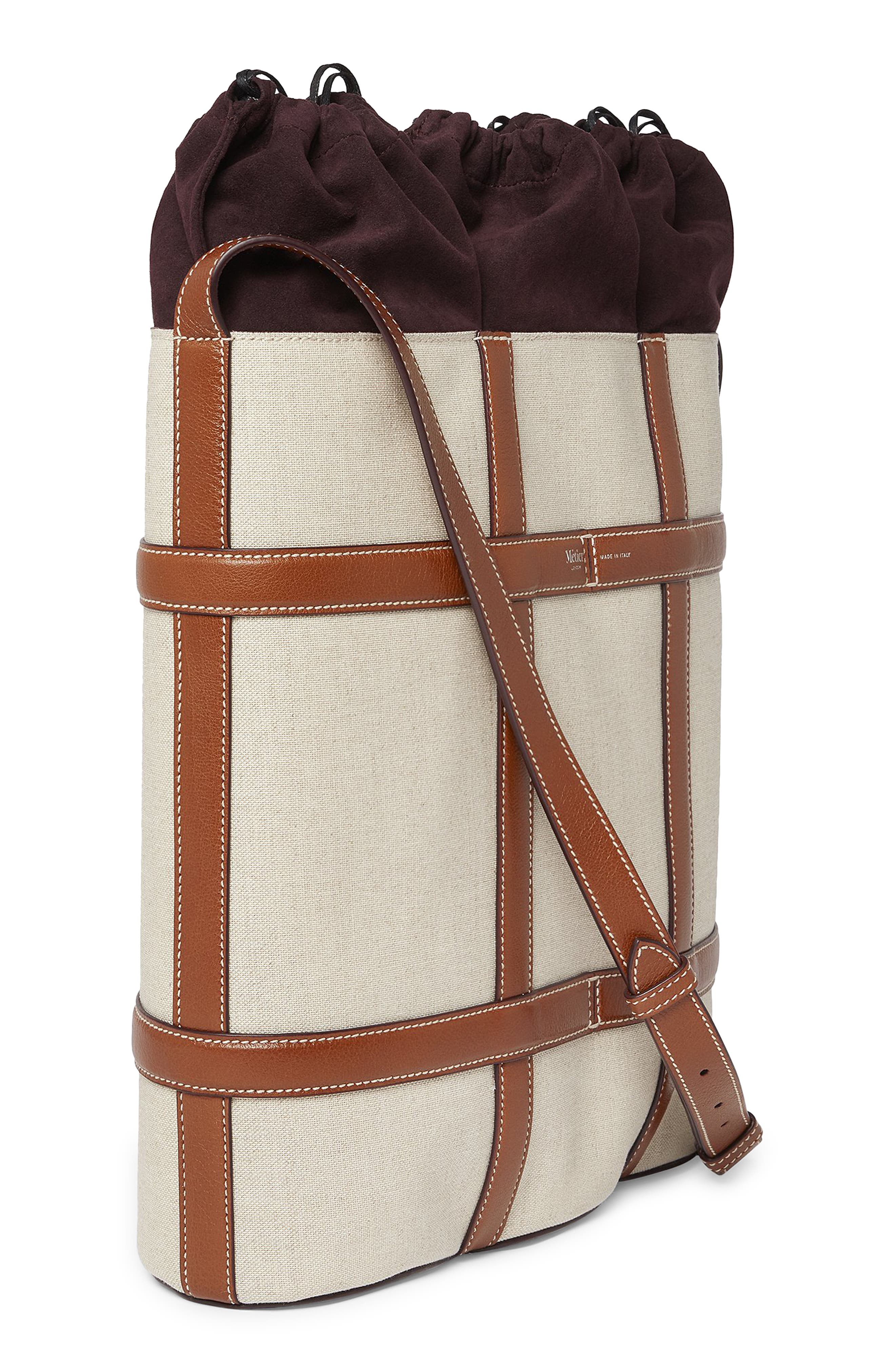 Métier London Linen & Leather Triple Wine Carrier, Alternate, color, 