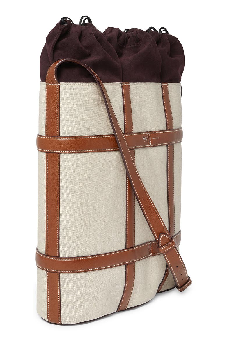 Metiér London Linen & Leather Triple Wine Carrier, Alternate, color, NATURAL LINEN W/ COGNAC