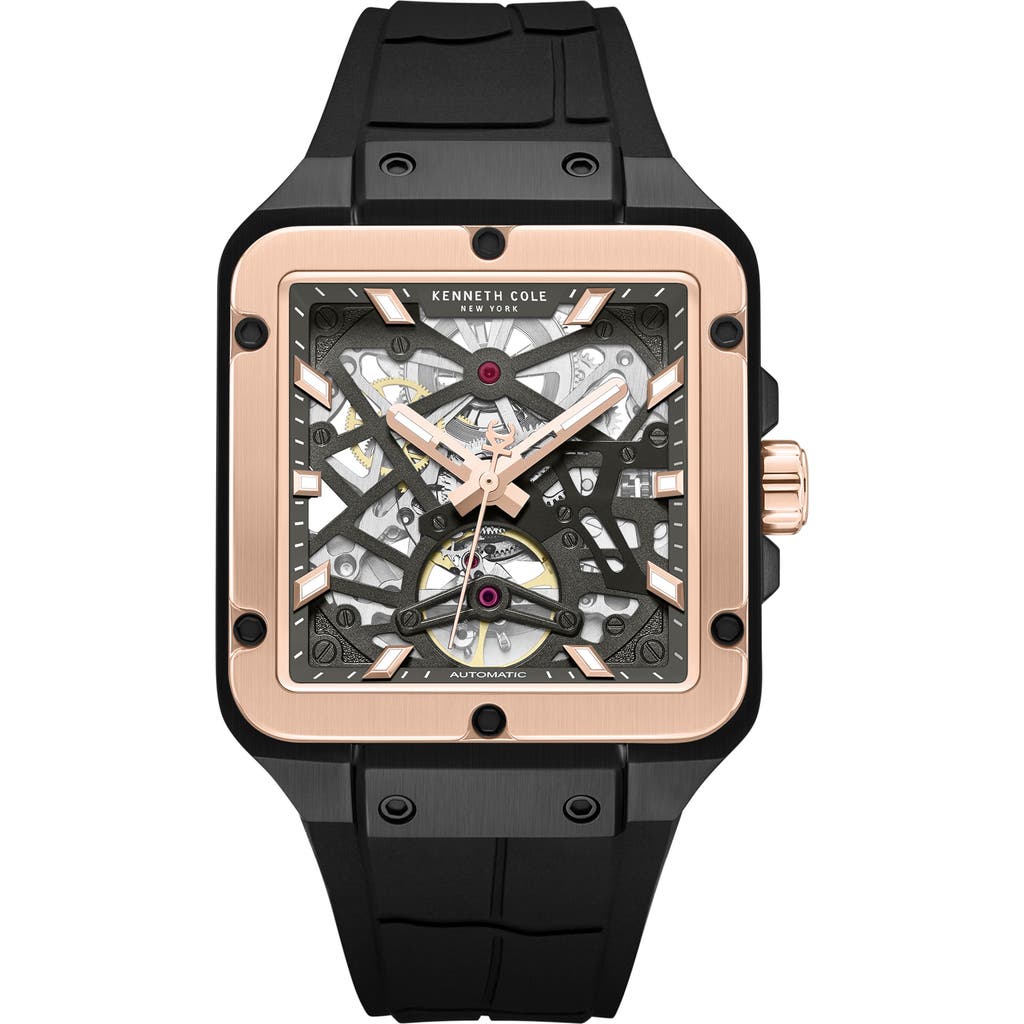 Kenneth Cole New York Automatic Silicone Strap Watch, 41.5mm in Black  product