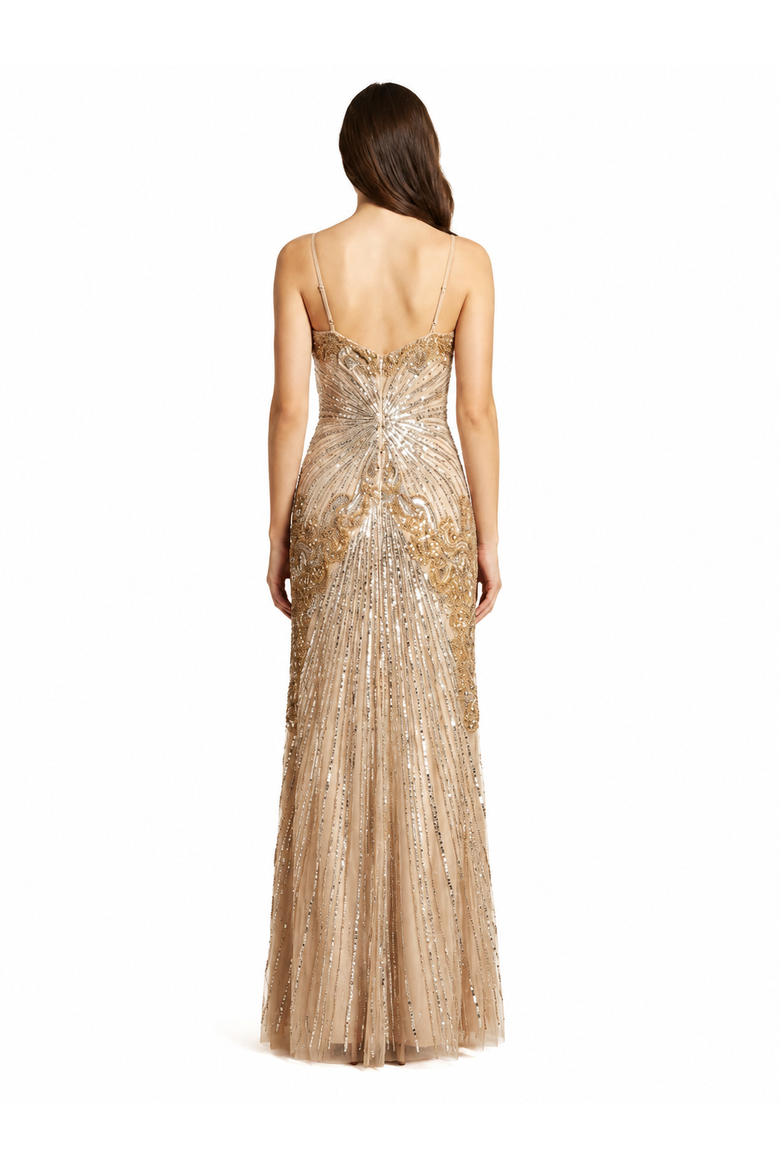 Strapless Beaded Gown, Alternate, color, Nude
