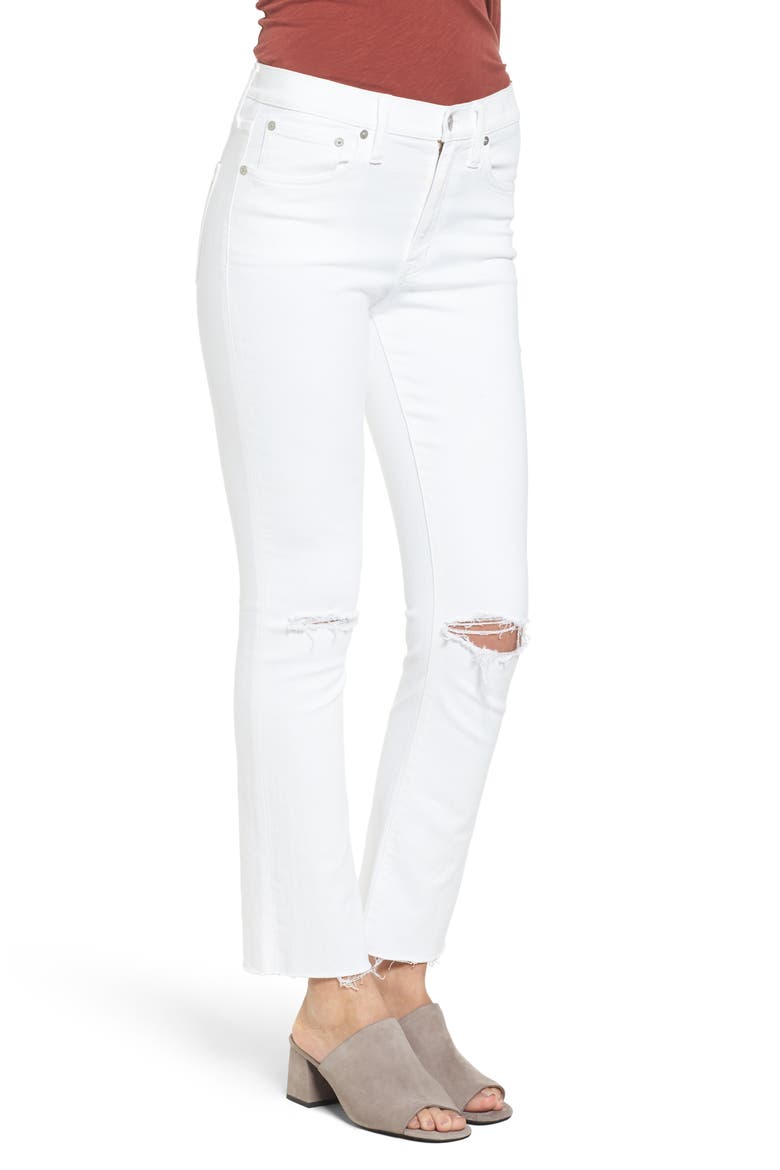 Cali Demi-Boot Jeans: Distressed Edition, Alternate, color, PURE WHITE