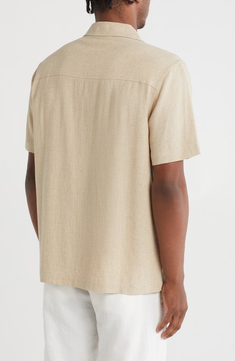 TRUTH Linen Blend Button-Up Camp Shirt, Alternate, color, Khaki