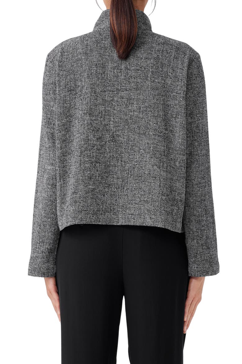 Stand Collar Tweed Jacket, Alternate, color, BLACK/ WHITE