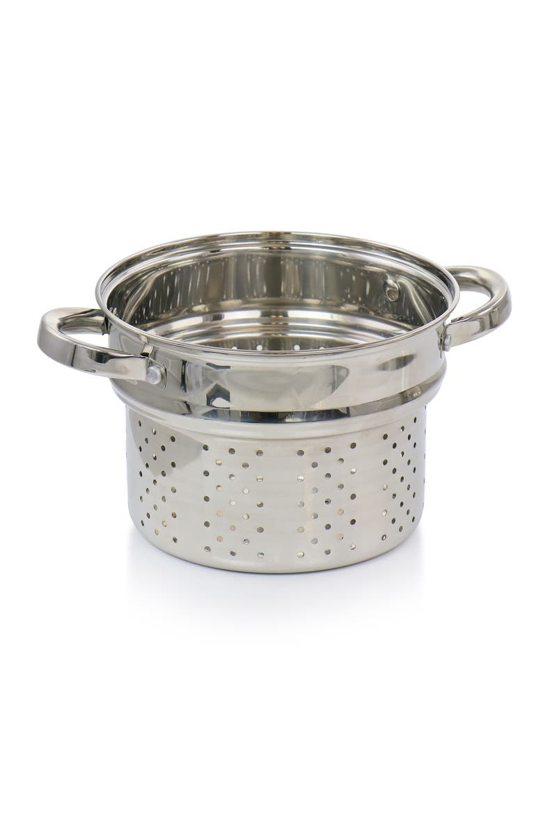 5 Quart Pasta Pot with Steamer Insert and Basket, Alternate, color, Silver