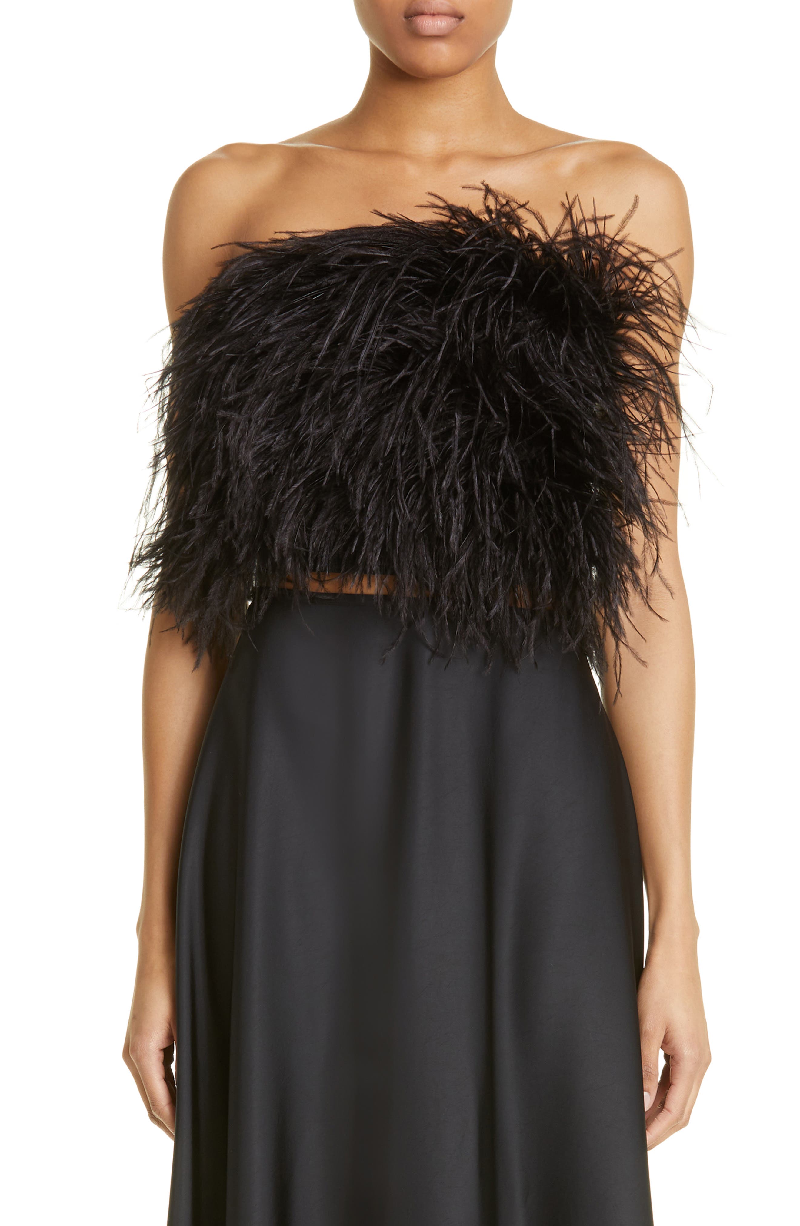 LAPOINTE Ostrich Feather Trim Tube Top | Nordstromrack