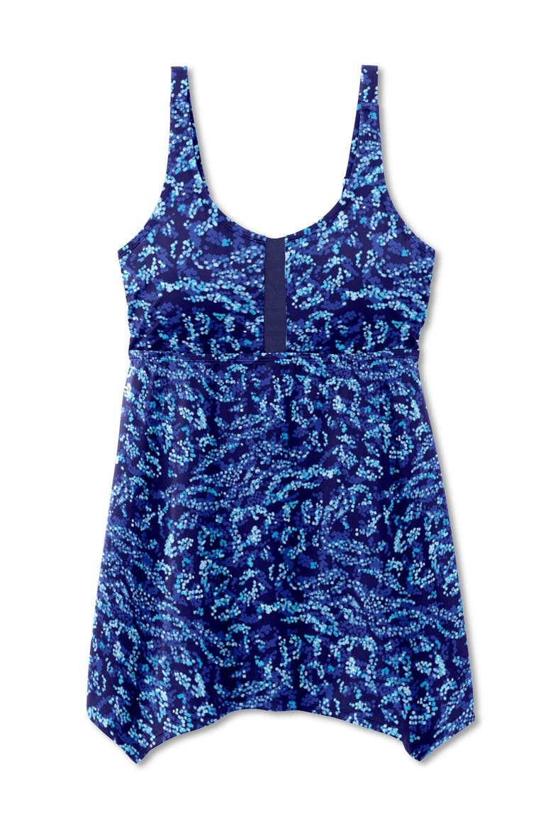 Longer-Length Handkerchief Hem Tankini Top, Alternate, color, ROYAL OASIS ANIMAL