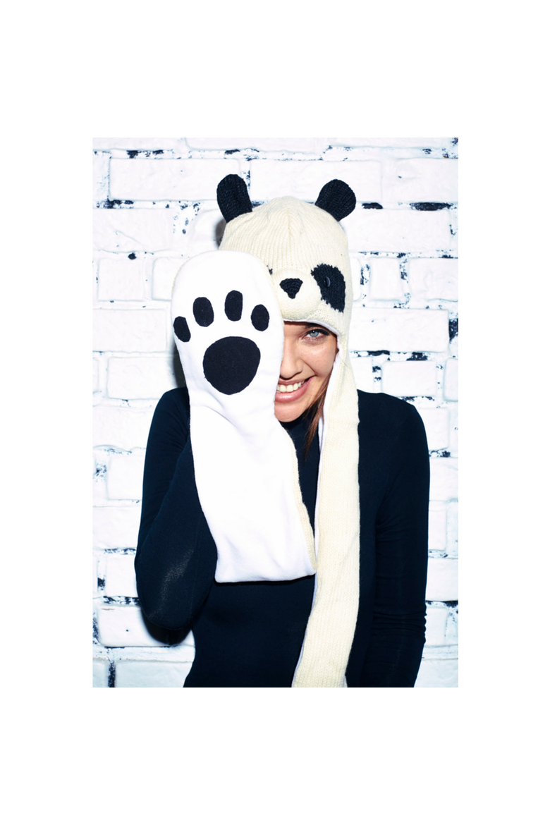 Panda Hatscarf, Alternate, color, White