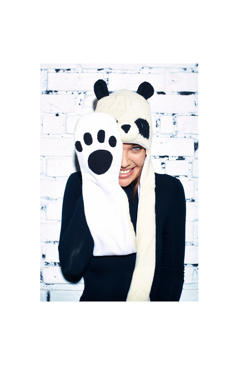 Nirvanna Designs Panda Hatscarf, Alternate, color, White