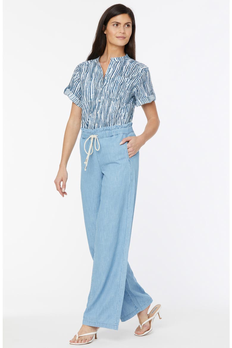 Paperbag High Waist Wide Leg Denim Pants, Alternate, color, LIGHT STONE
