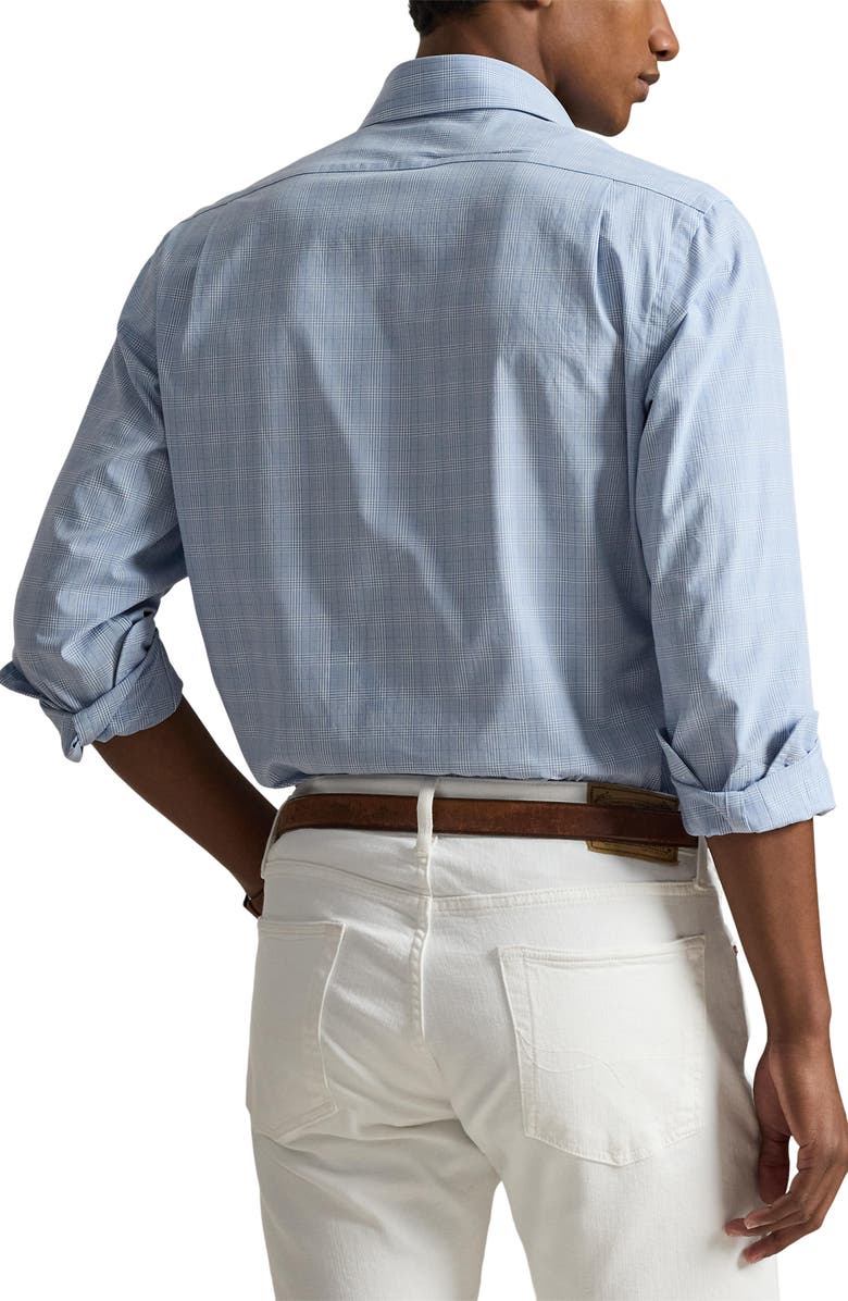 Polo Ralph Lauren Classic Fit Glen Plaid Cotton Button-Up Shirt, Alternate, color, Blue/ White