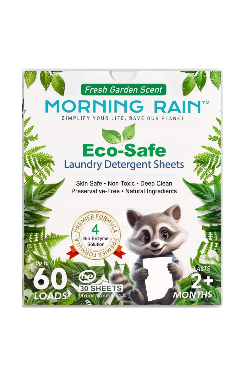 MorningRain Eco Safe Laundry Detergent Sheets Fresh Garden Scent, 30 Sheets, Main, color, Multicolored
