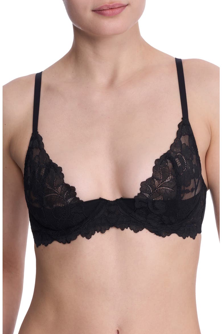 Peony Unlined Lace Underwire Bra, Main, color, BLACK