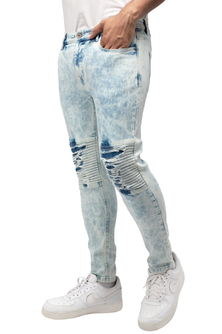 Flex Moto Skinny Jeans, Alternate, color, LIGHT WASH