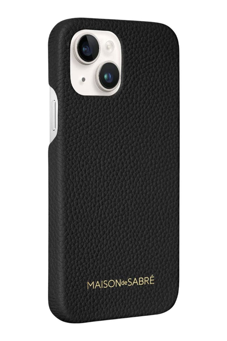 Leather Phone Case iPhone 14, Alternate, color, Black Caviar
