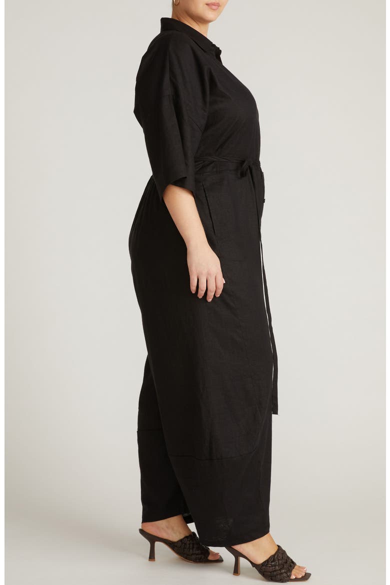 Maggie Linen Blend Jumpsuit, Alternate, color, BLACK
