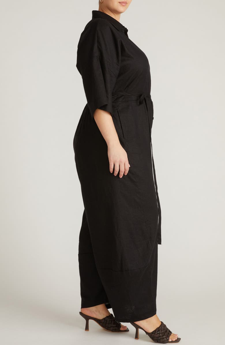 Universal Standard Maggie Linen Blend Jumpsuit, Alternate, color, Black