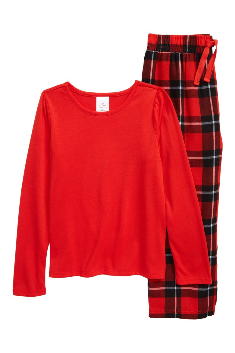 Flannel Mix Pajama Set, Main, color, RED SCARLET HOLIDAY PLAID