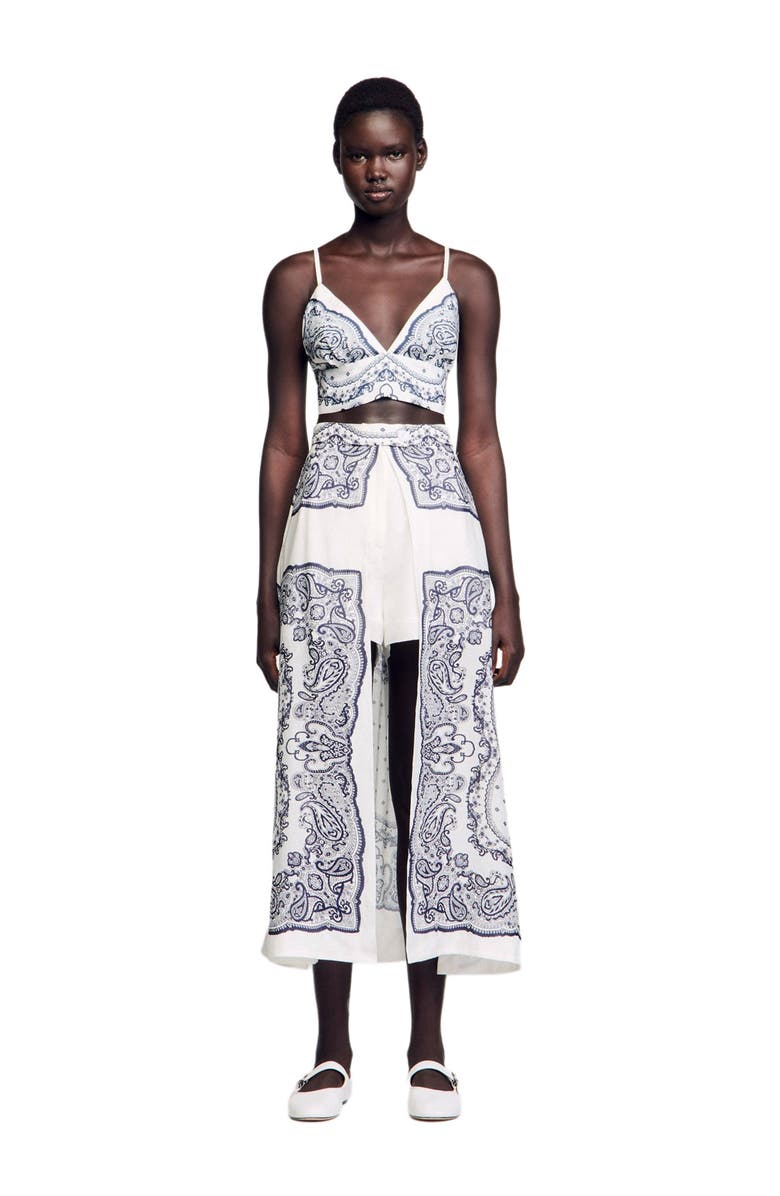 SANDRO Bandana-motif skirt shorts, Main, color, 