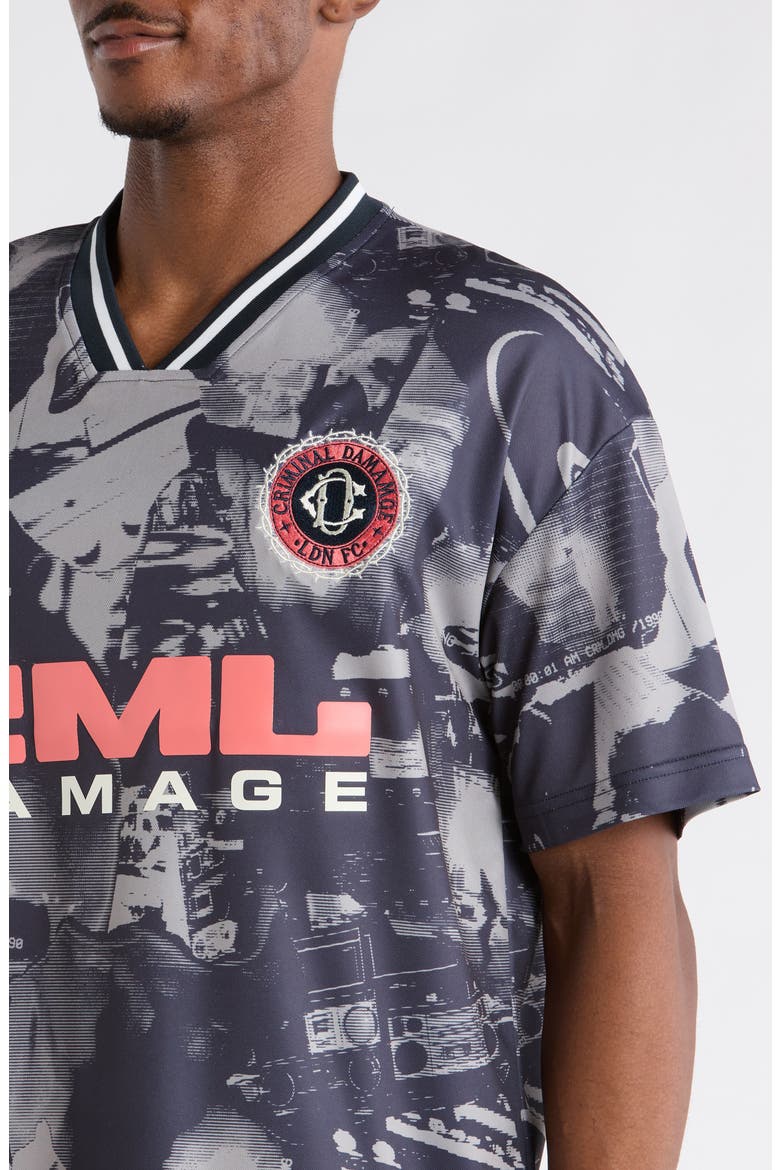 Carnival FC Football T-Shirt, Alternate, color, GREYSCALE/ CORAL